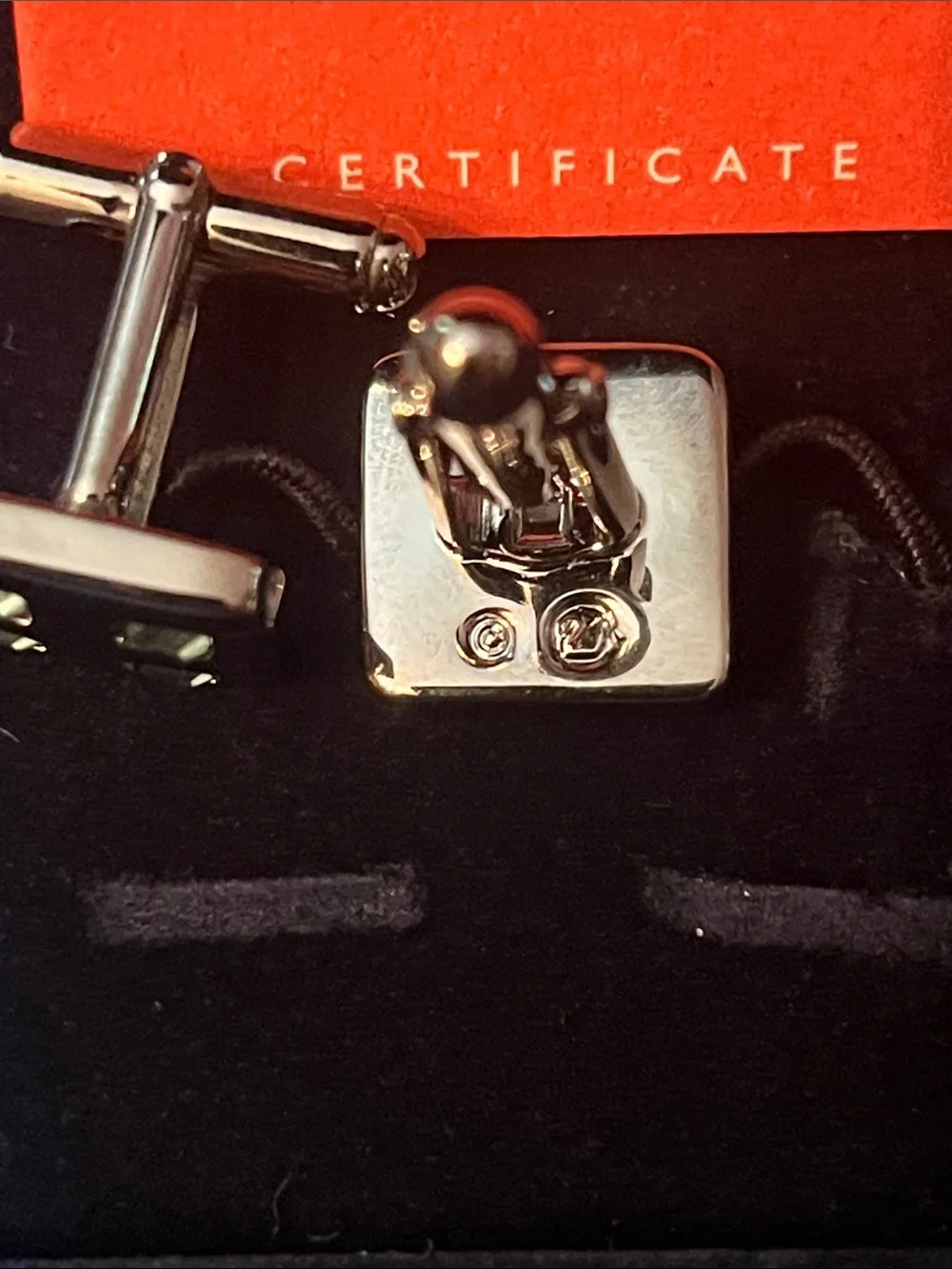 Swarovski Swan Cuff Links  Blue Crystals Gunmetal Tone Signed NOS